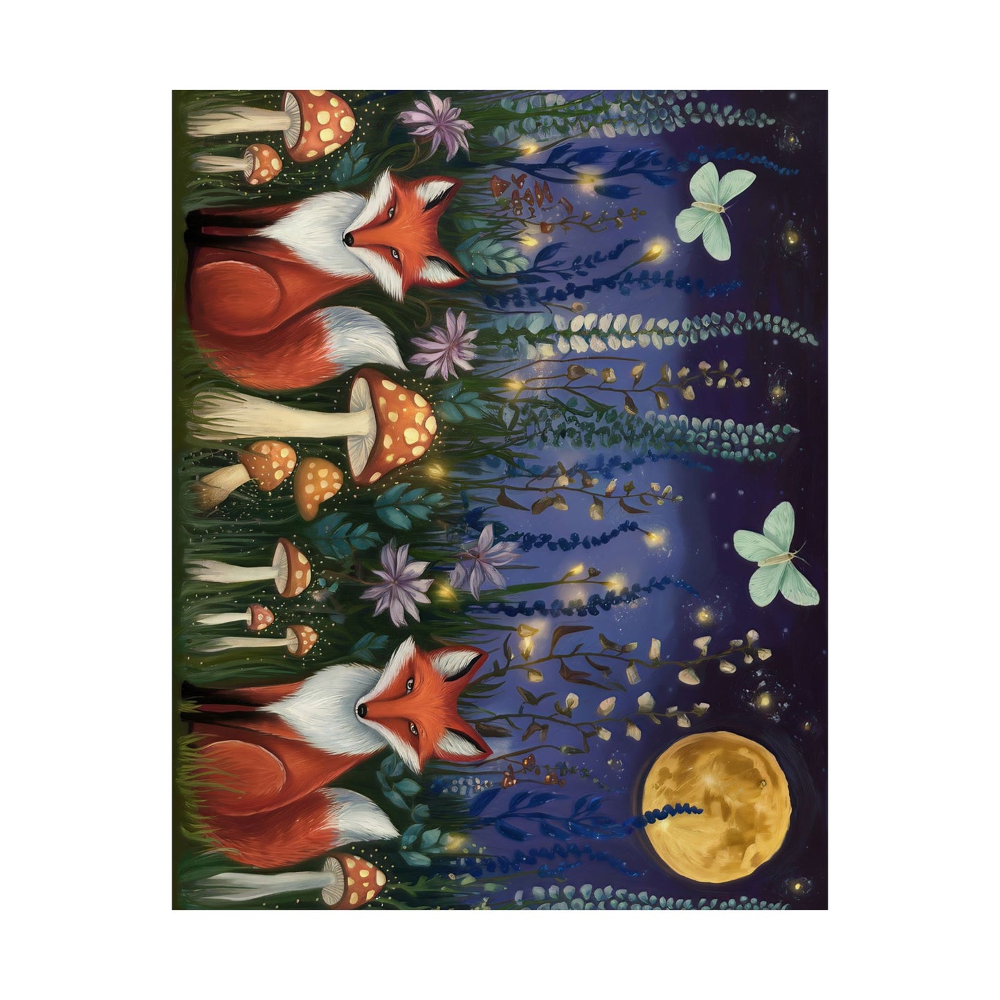 Midnight Woodland Folk Art Poster