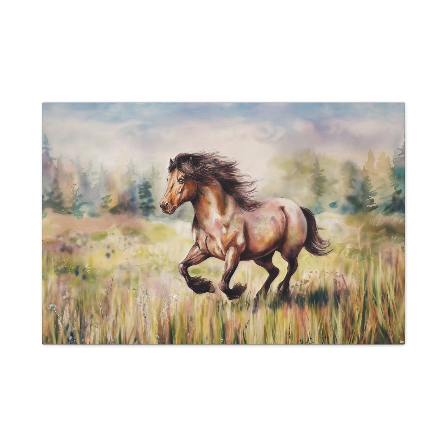 Wild Horse Watercolor Canvas Wall Art