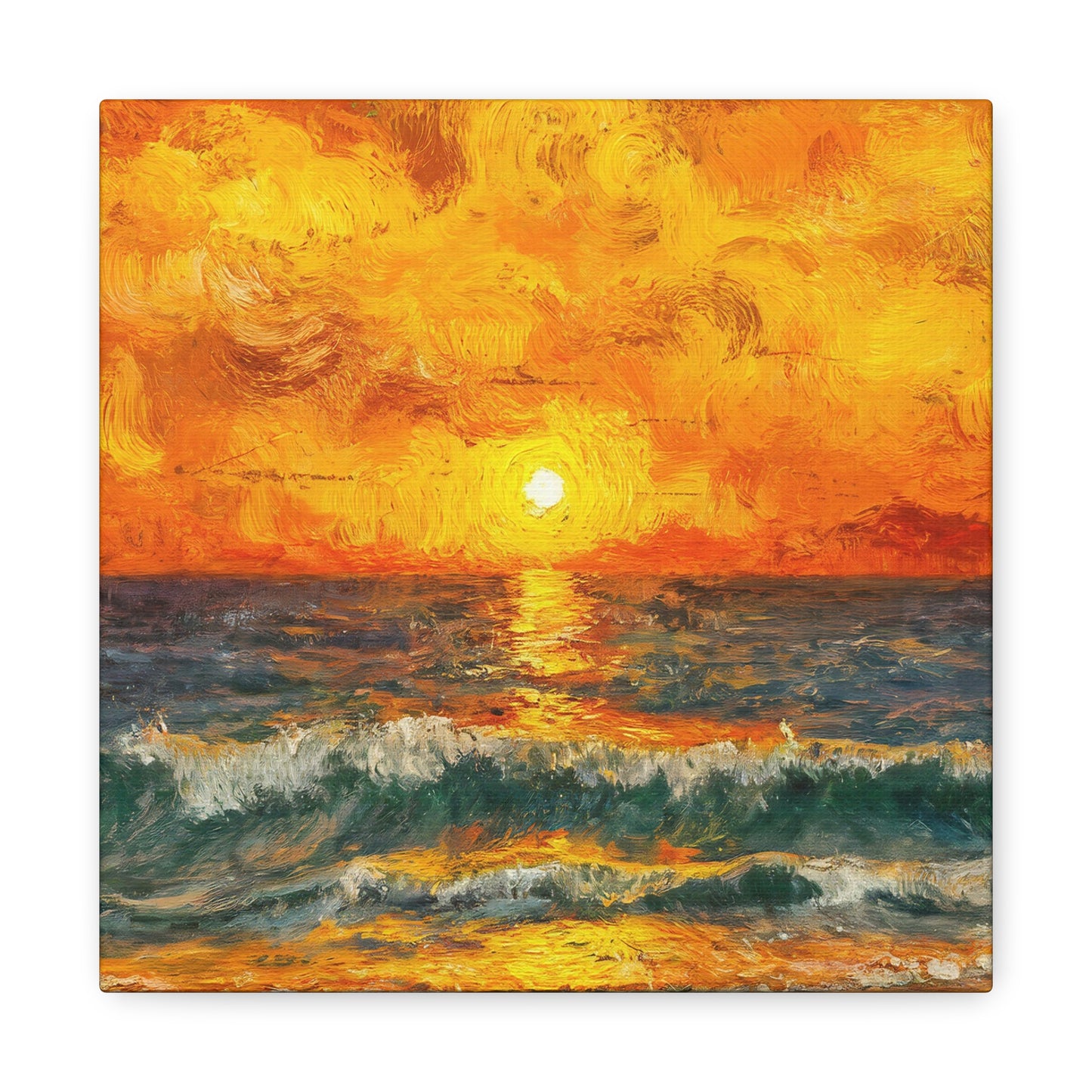 Abstract Ocean Sunset Oil Painting Canvas Wall Art
