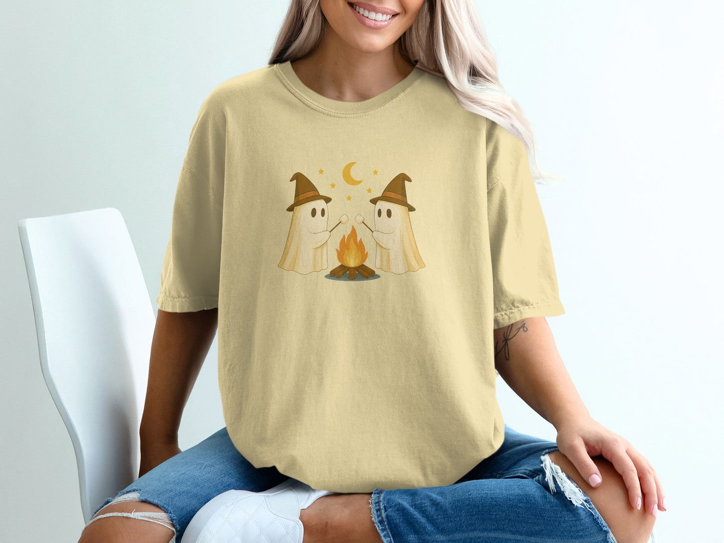 Ghosts Roasting Marshmallows Graphic Tee product