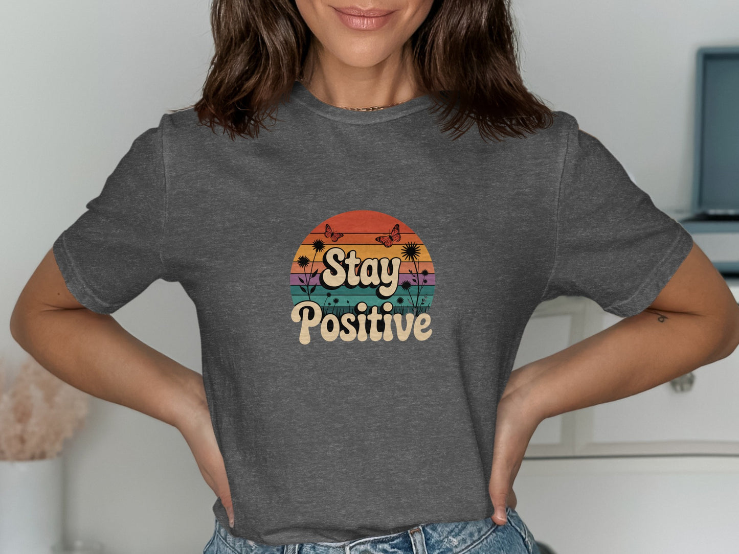 Stay Positive Graphic Tee with Uplifting Message product type