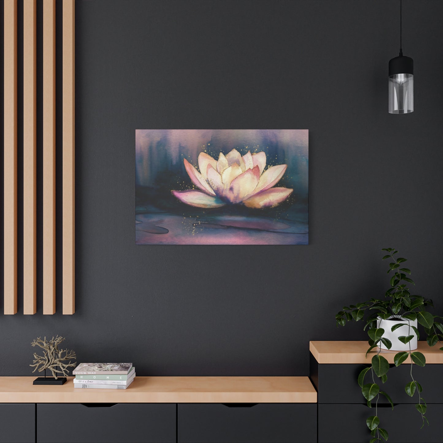 Lotus Flower Watercolor Canvas Wall Art