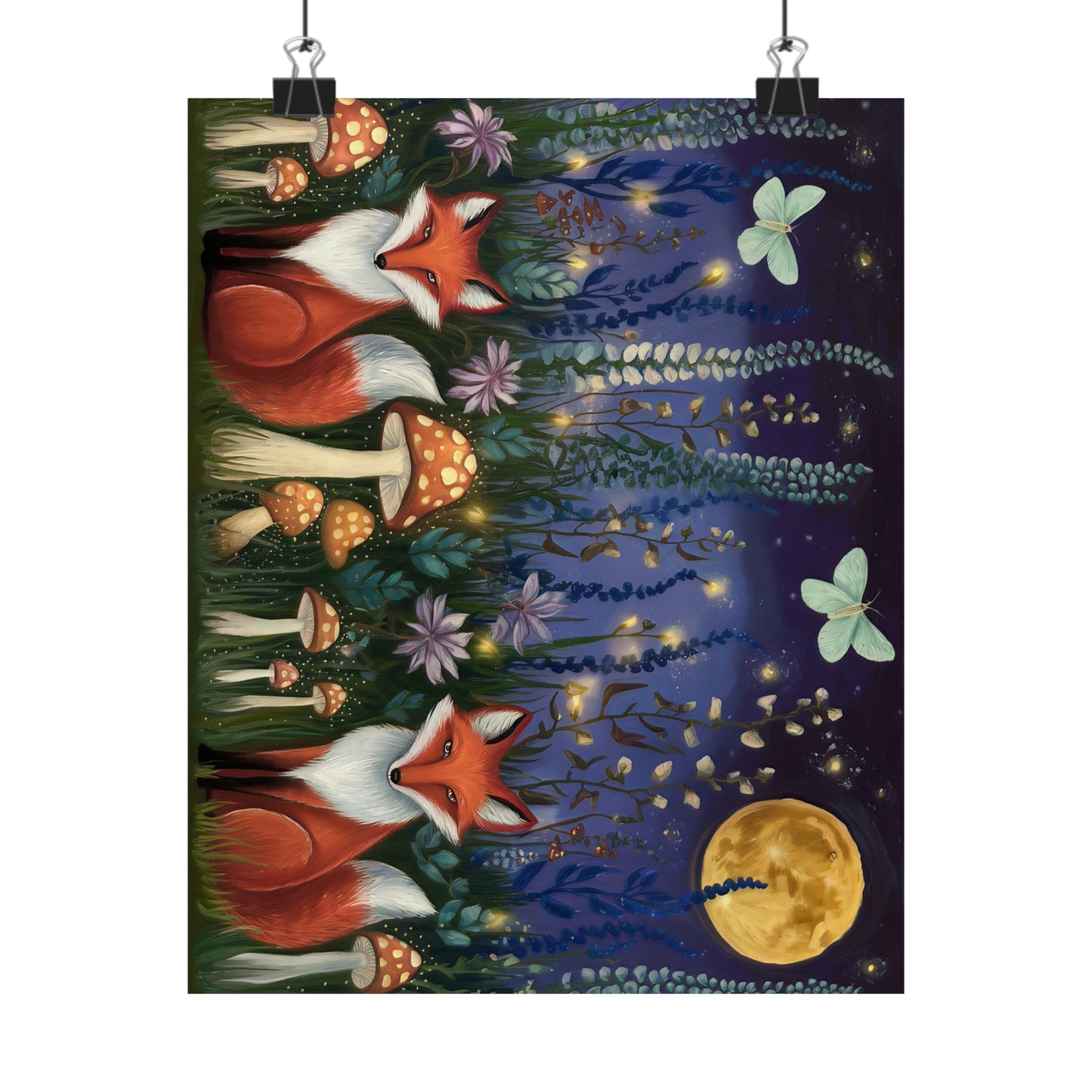 Midnight Woodland Folk Art Poster