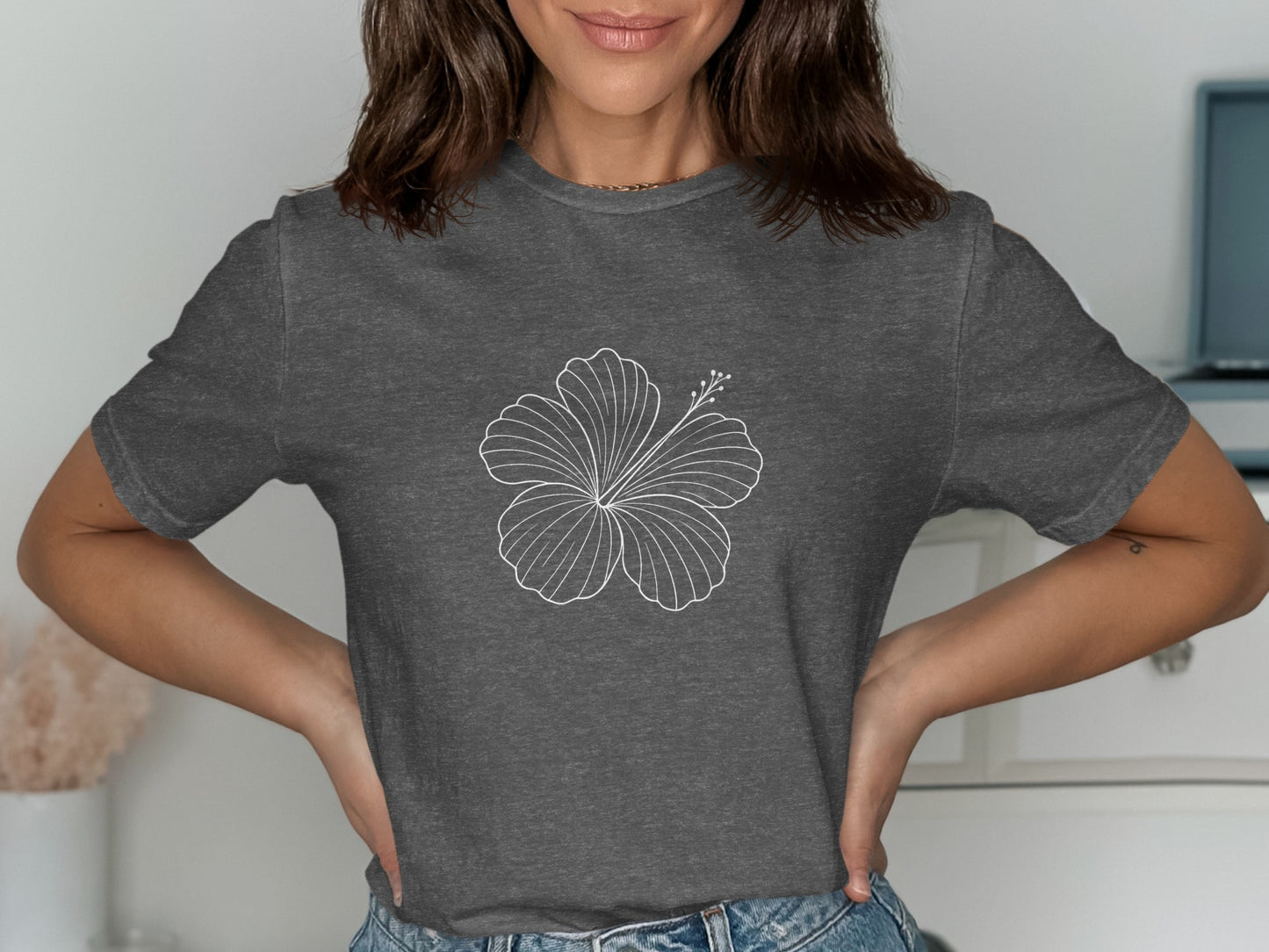 Floral Graphic Charcoal Grey T-Shirt product