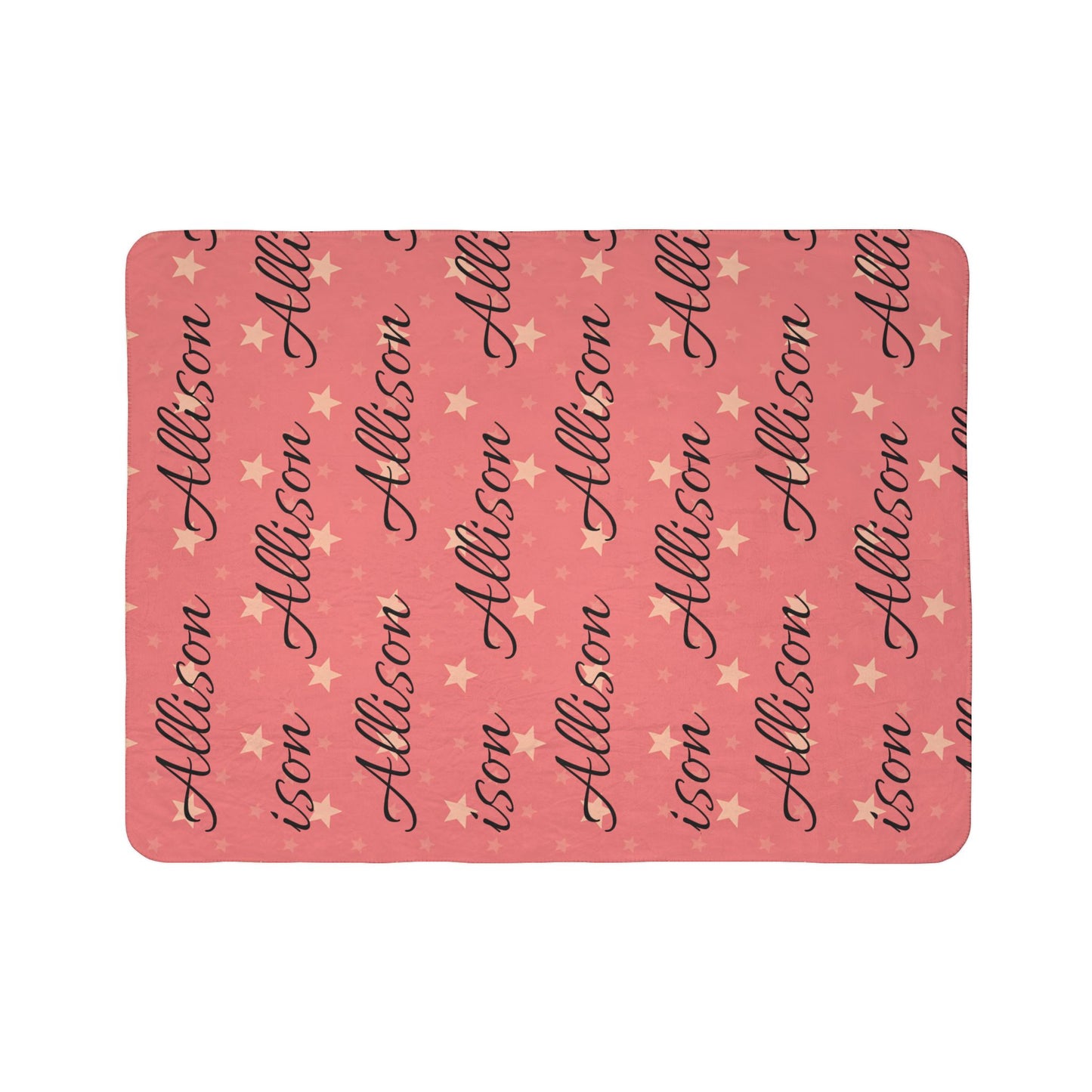 Custom Name with Stars Blanket | Pink Girls Personalized Sherpa Blanket