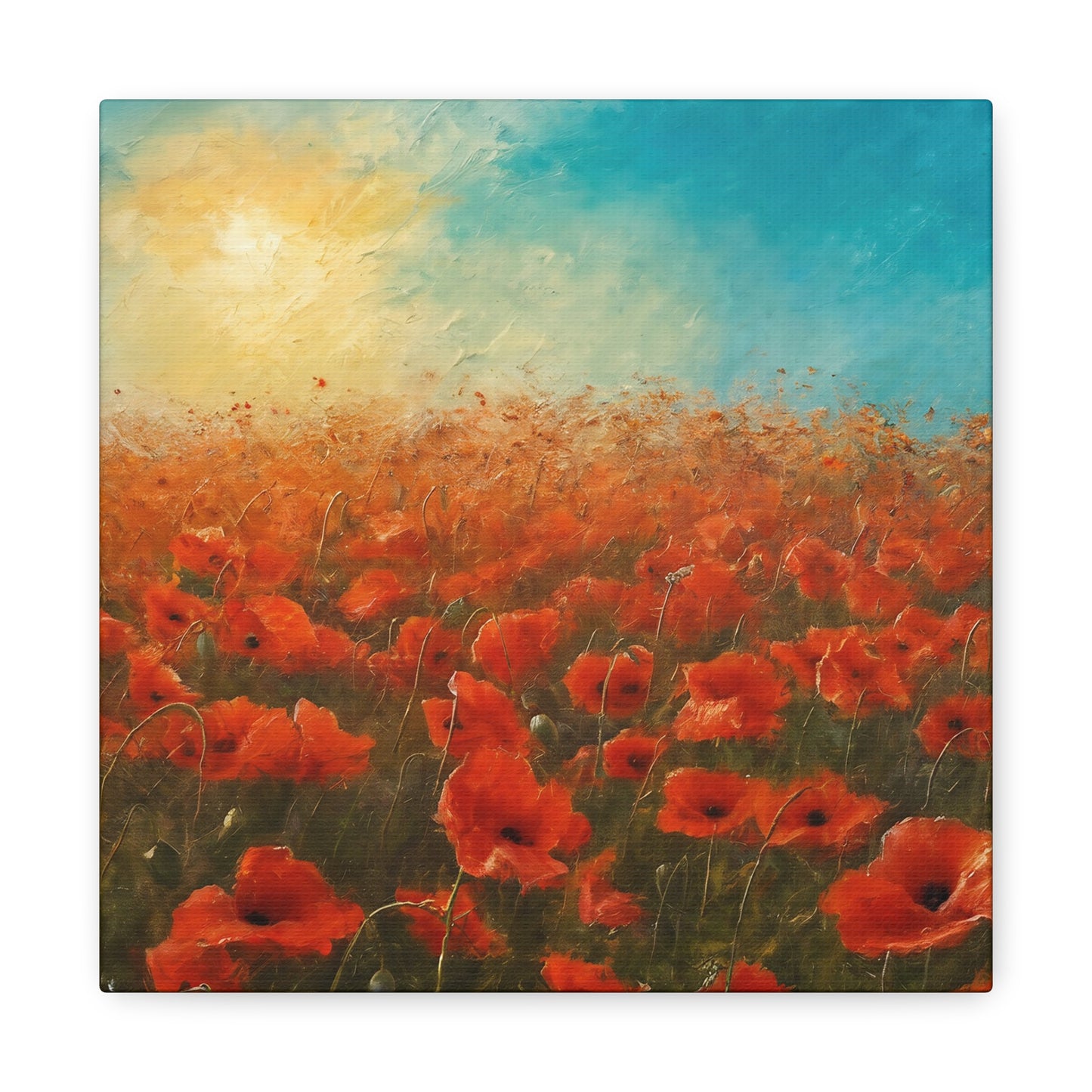 Field Of Red Poppies Canvas Wall Art