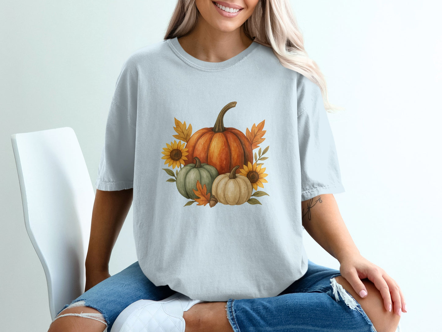 Casual Autumn Pumpkins and Sunflowers Shirt product