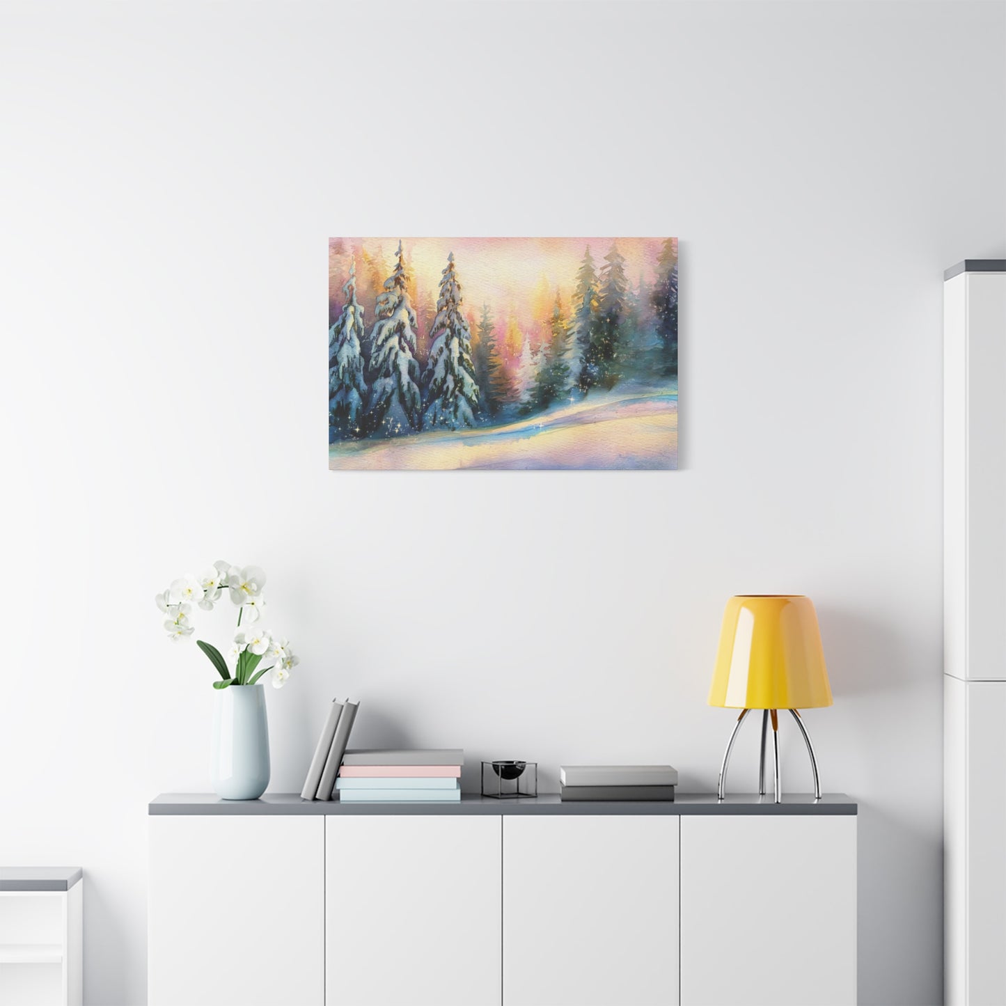 Winter Forest Sunset Matte Canvas Print | Premium Wall Art