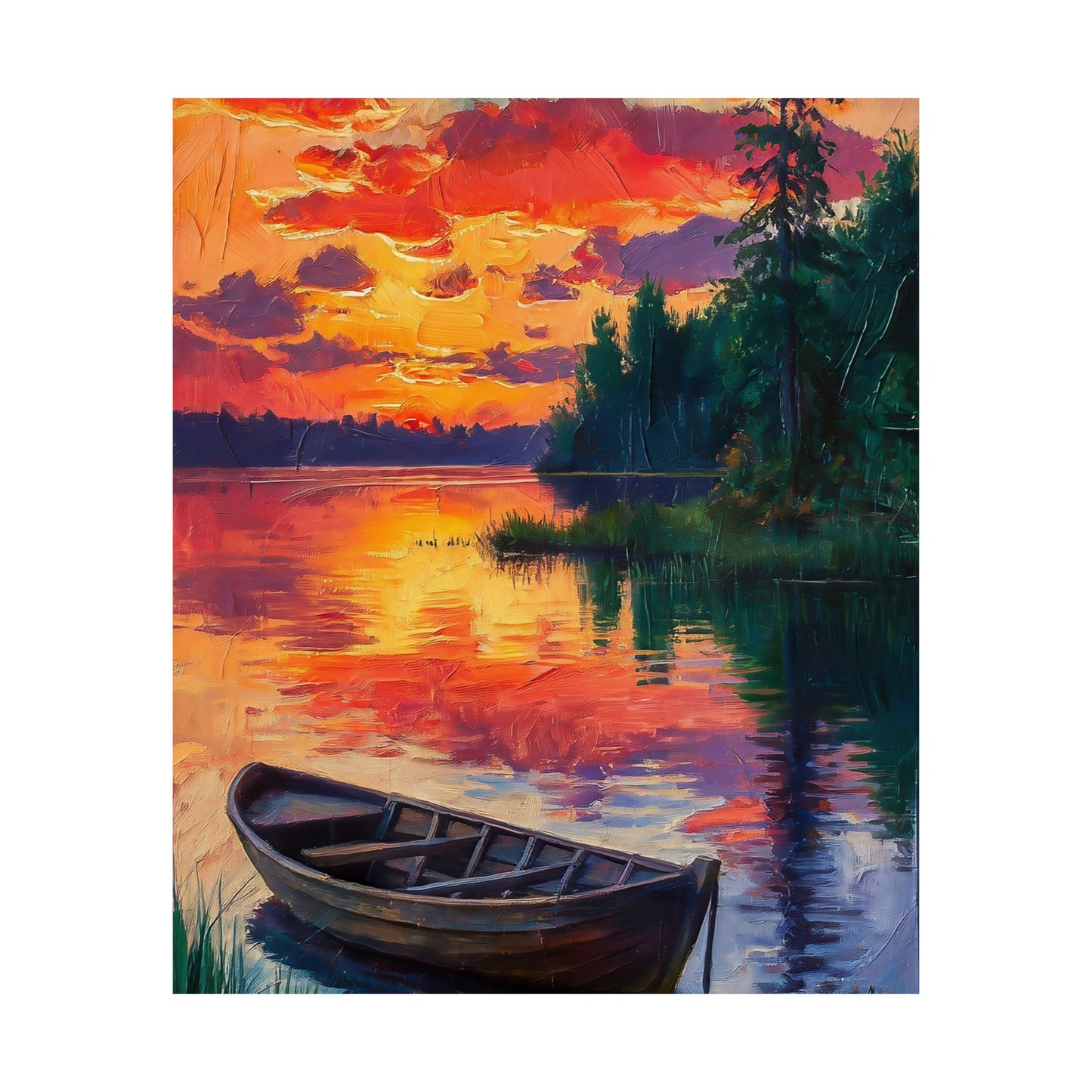 Wooden Boat At Sunset Poster