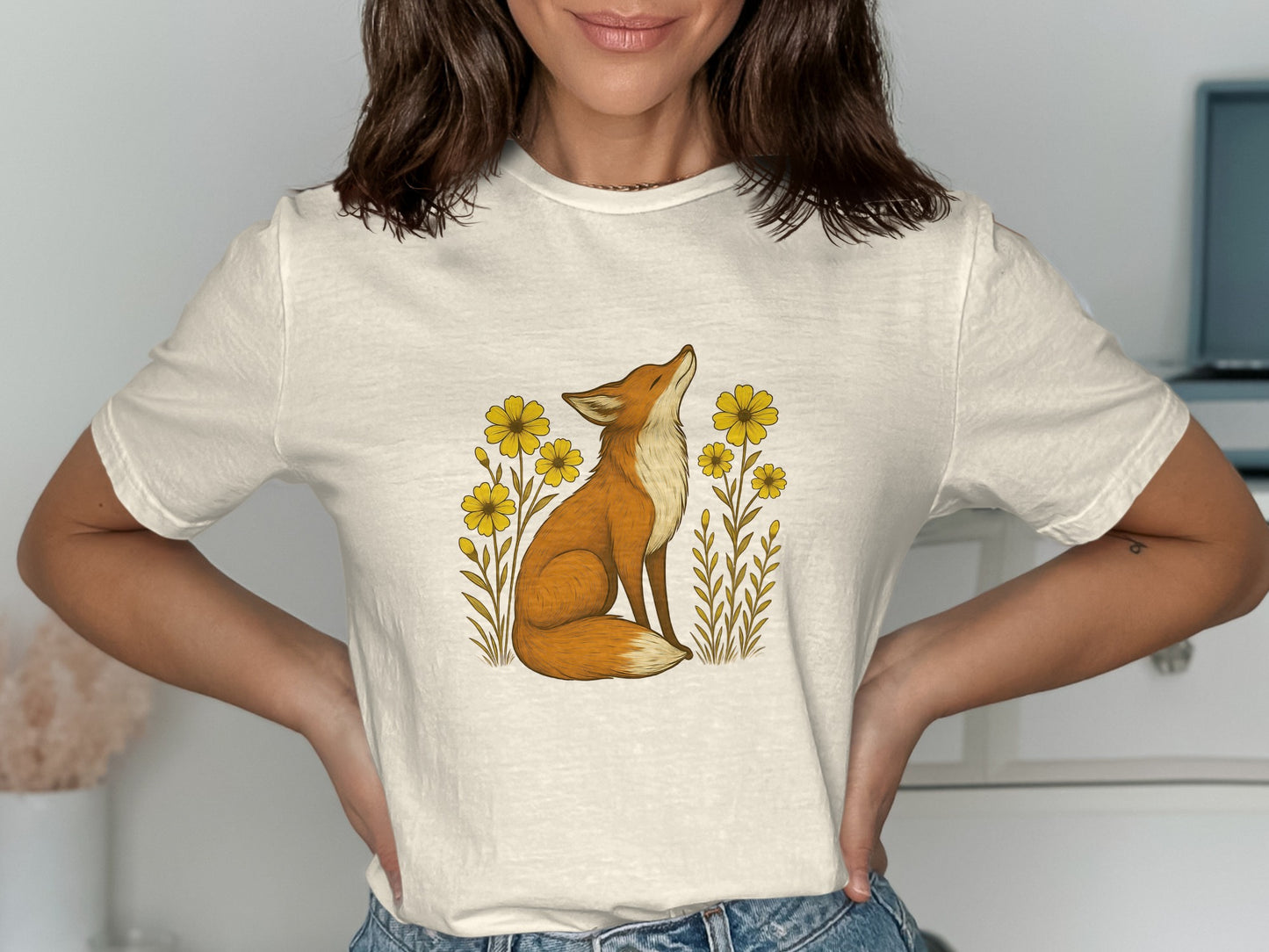 Fox and Flowers Graphic Print T-Shirt product type