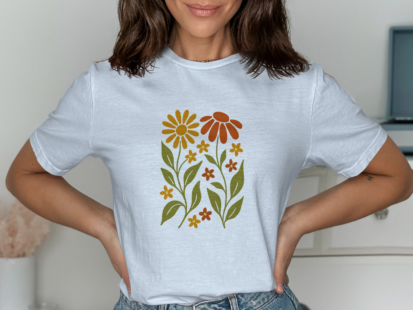 Floral Graphic Tee with Colorful Flowers product type
