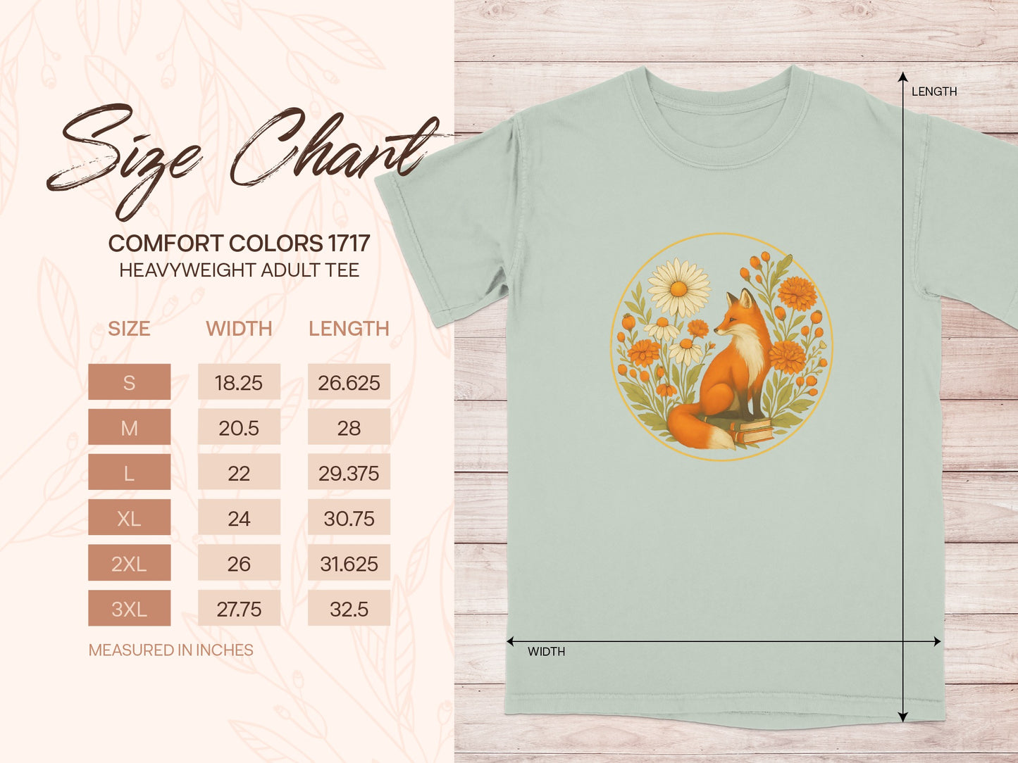 Fox and Floral Graphic Printed Adult Tee product type