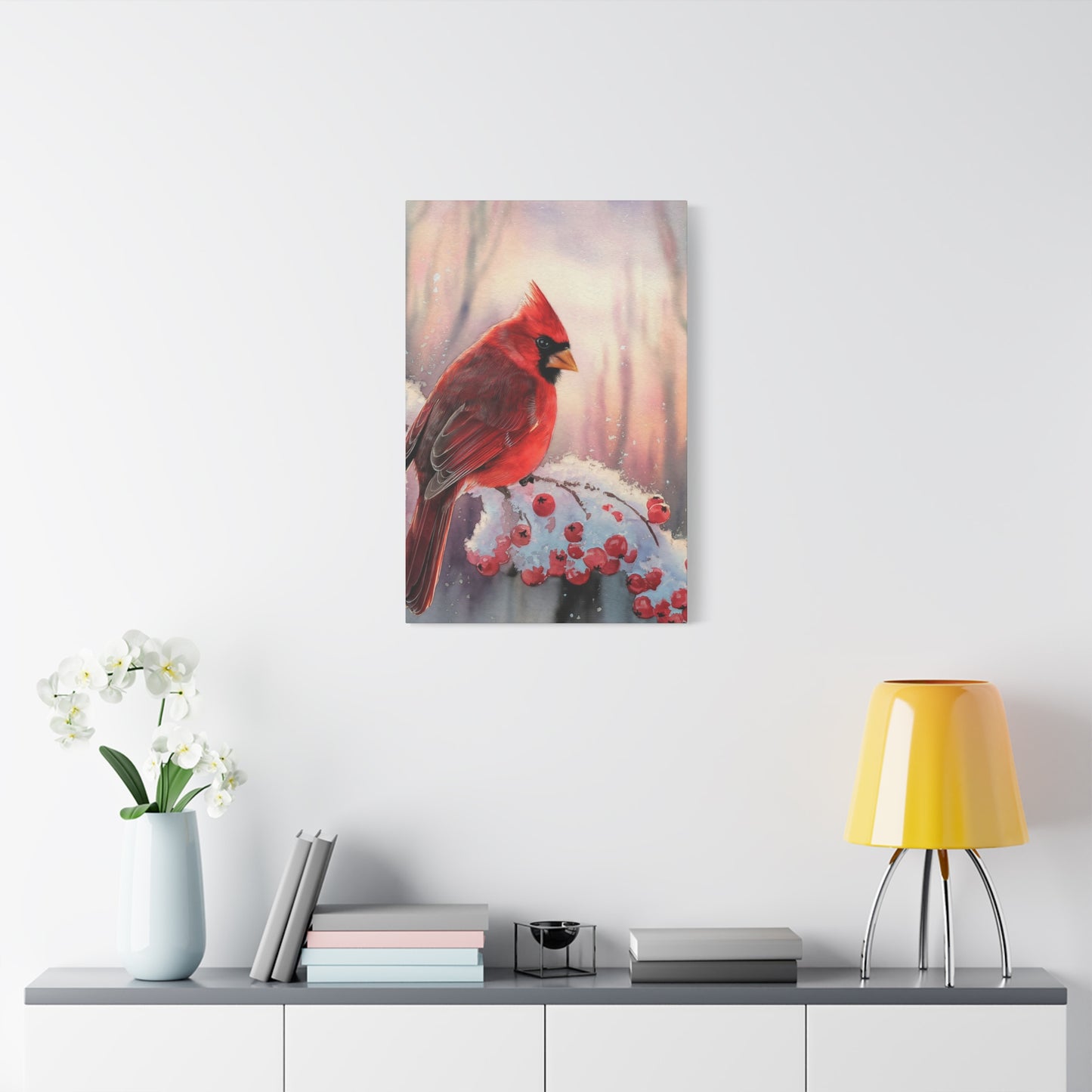 Cardinal Winter Scene Canvas Wall Art