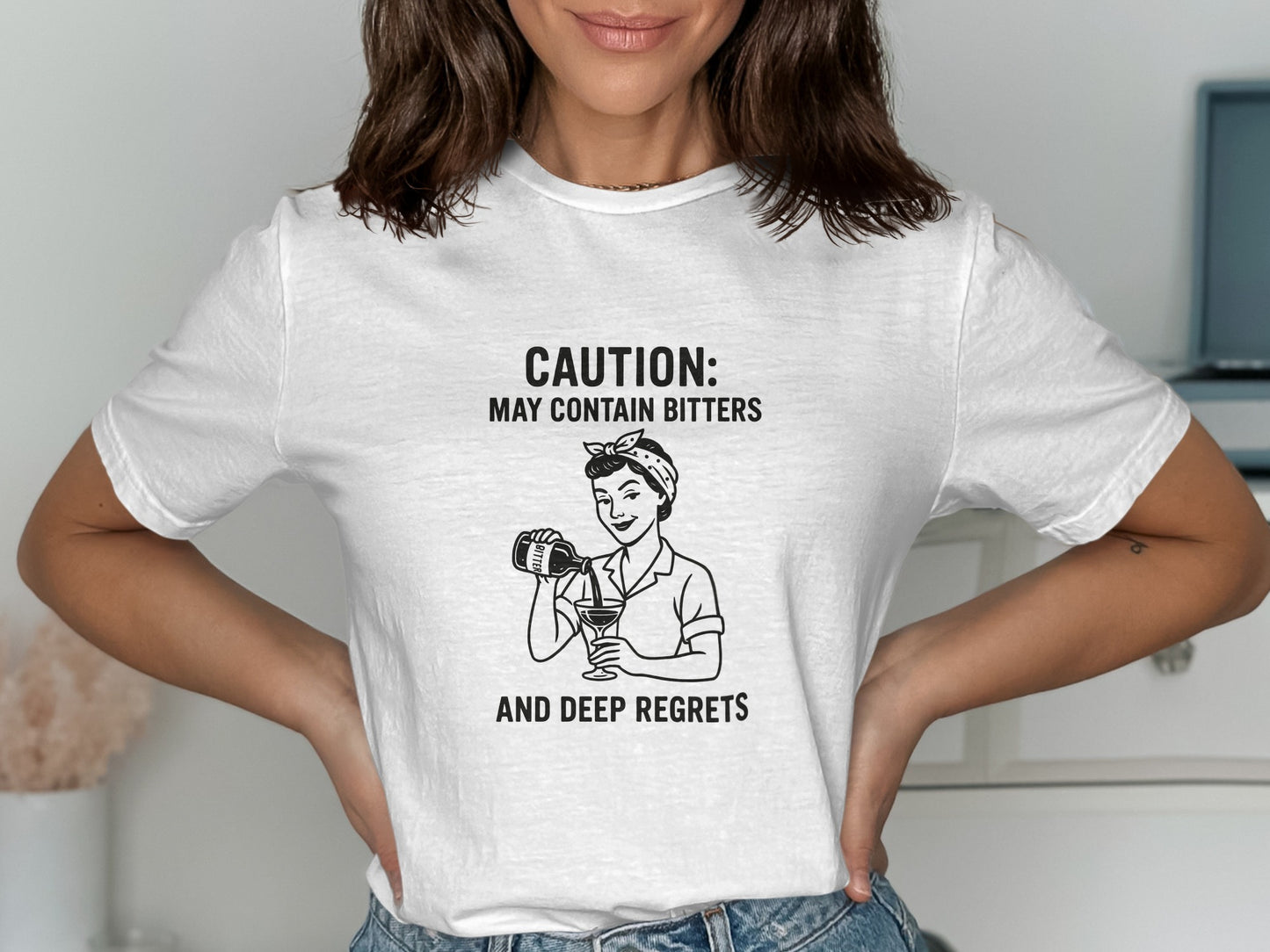 Caution May Contain Bitters and Deep Regrets T-shirt product