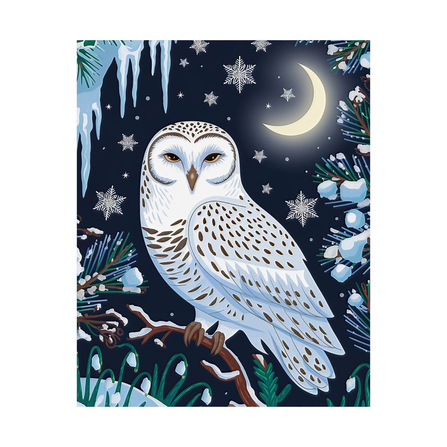 Snow Owl On A Winter`s Night Poster