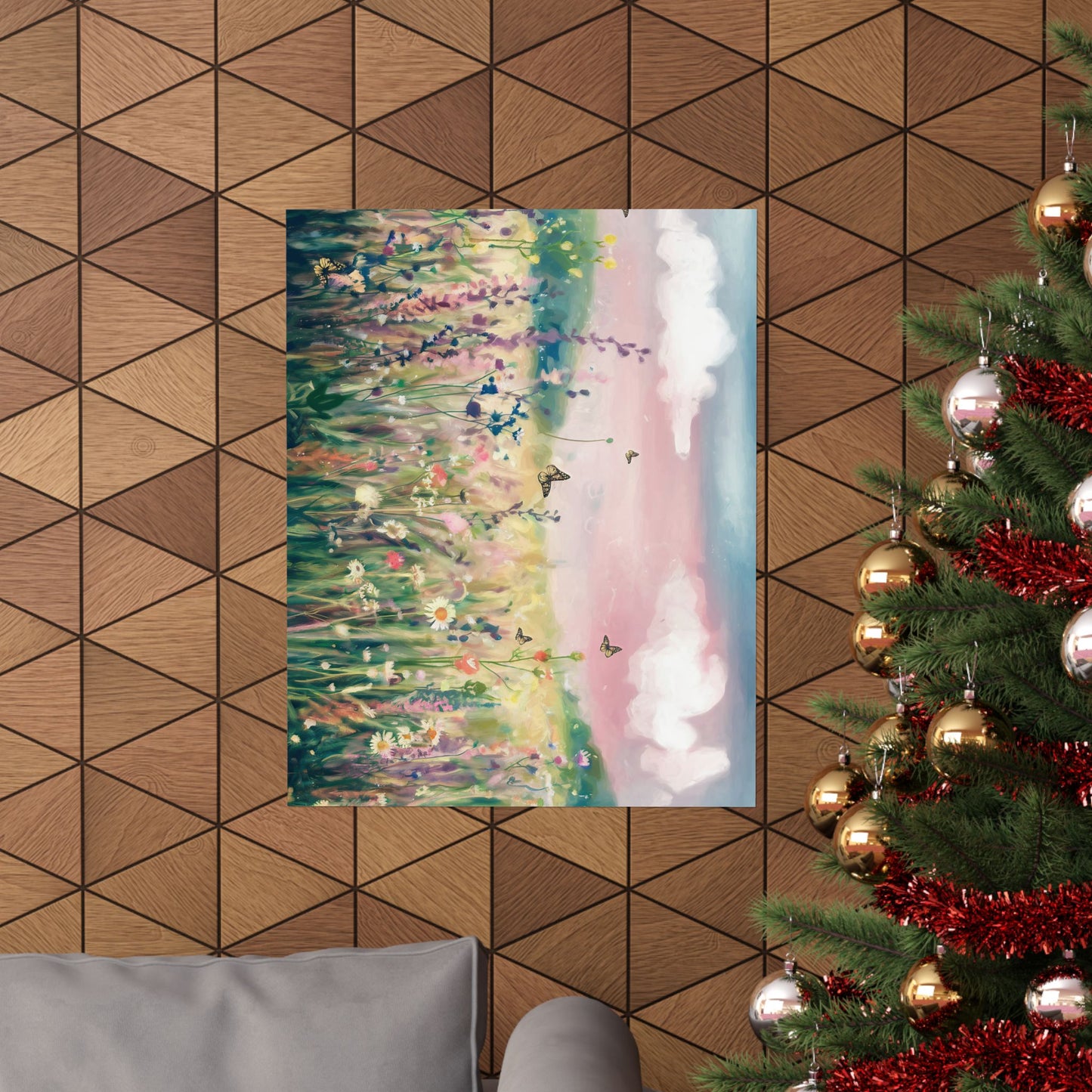 Dreamy Wildflower Meadow At Dawn Watercolor Poster
