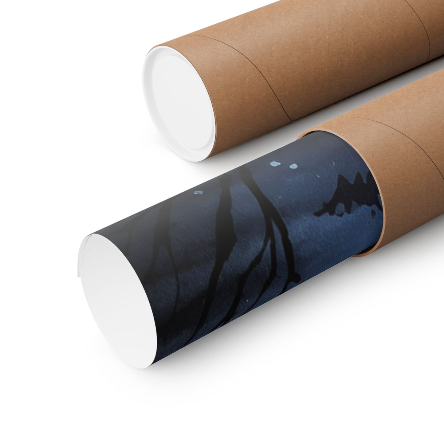 Fox Winter Night Watercolor Poster