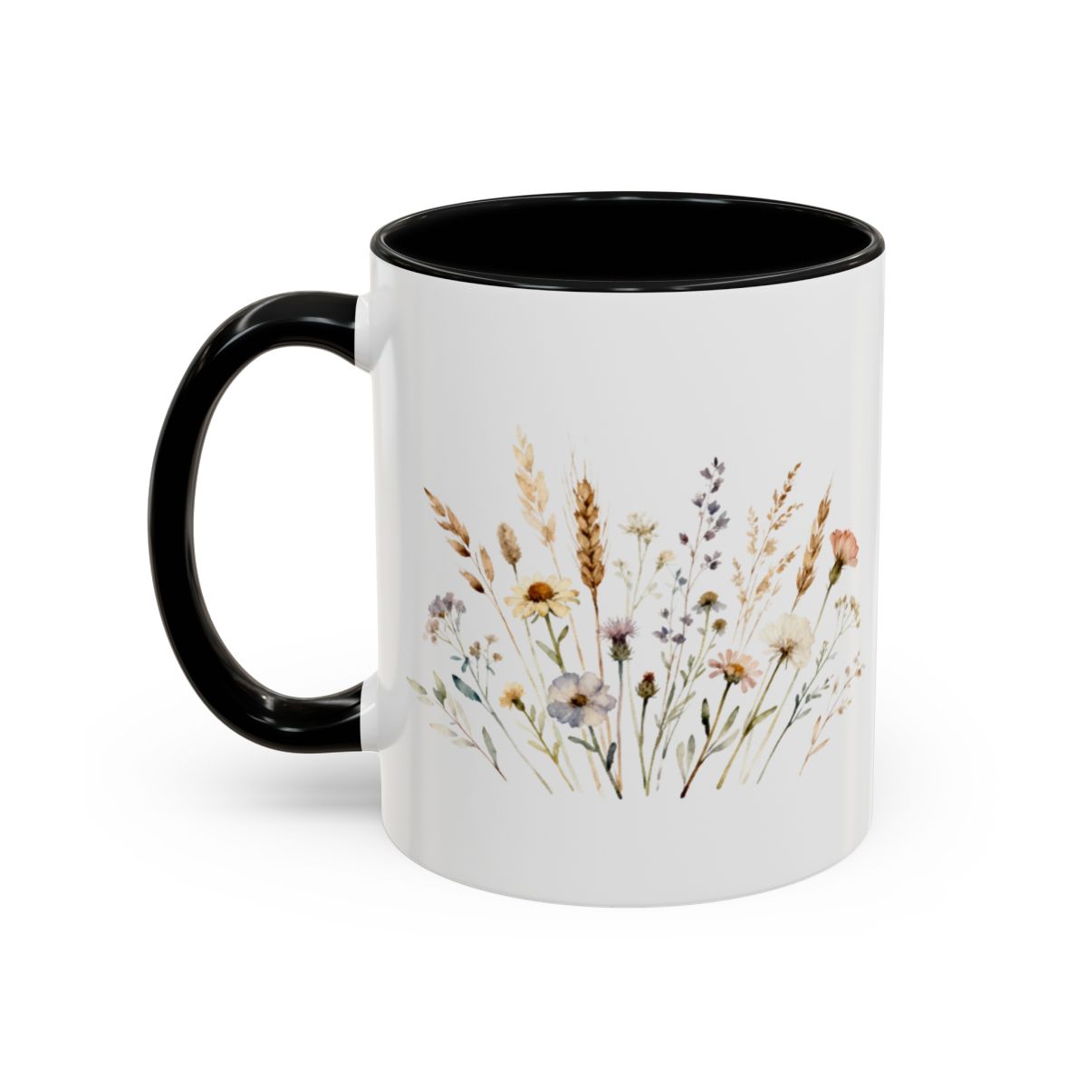 Floral Wildflower Design Accent Mug with Black Handle product type