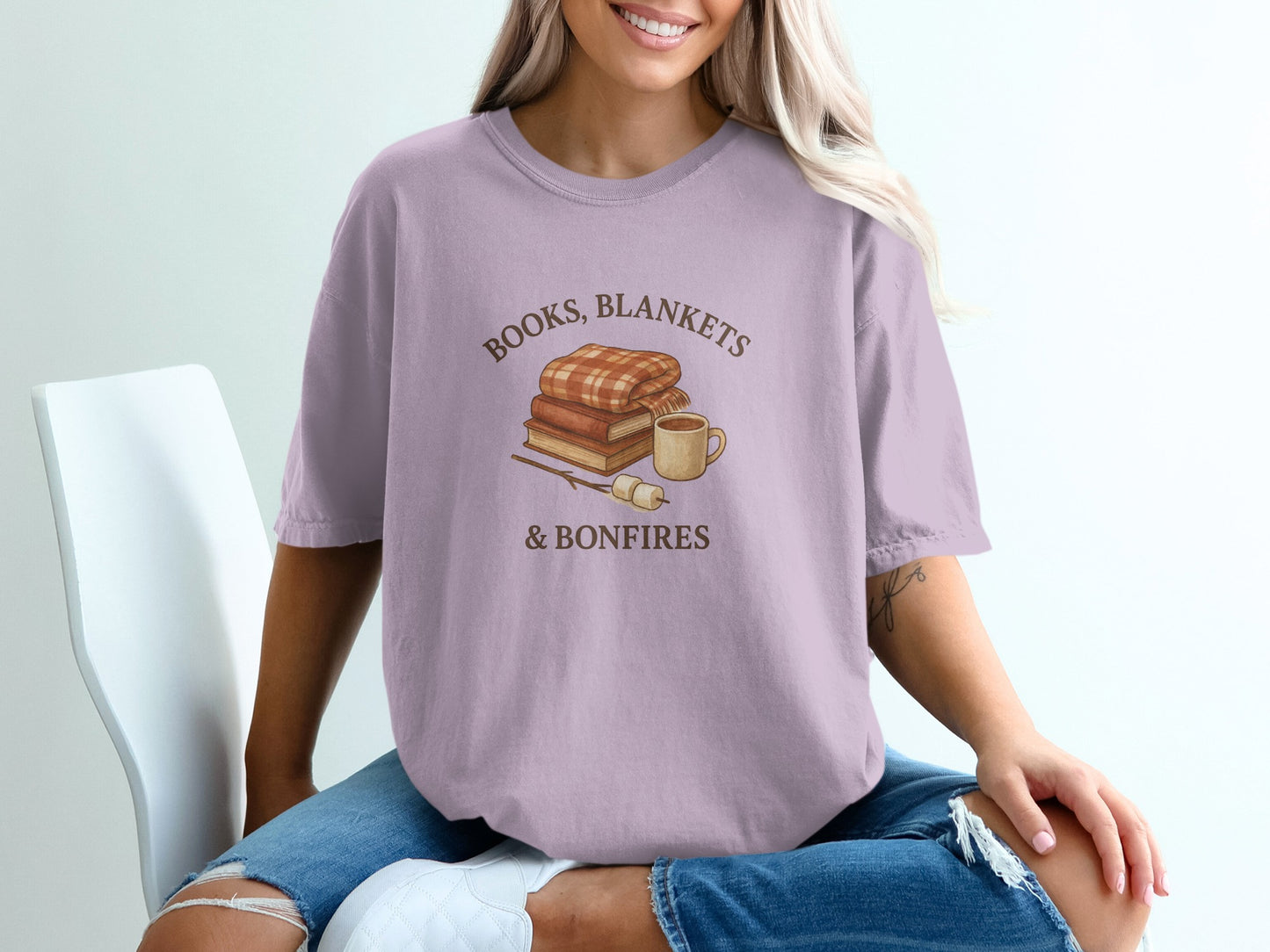 Books Blankets and Bonfires Graphic T-Shirt product