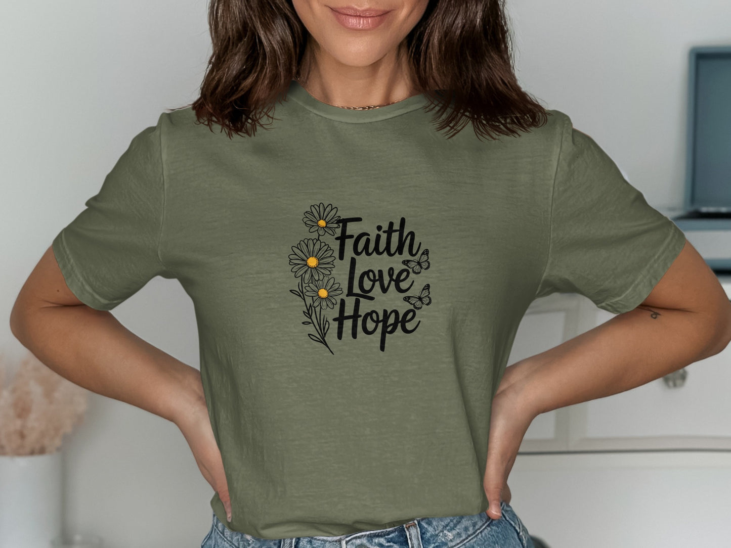 Faith Love Hope Daisies Graphic Tee product