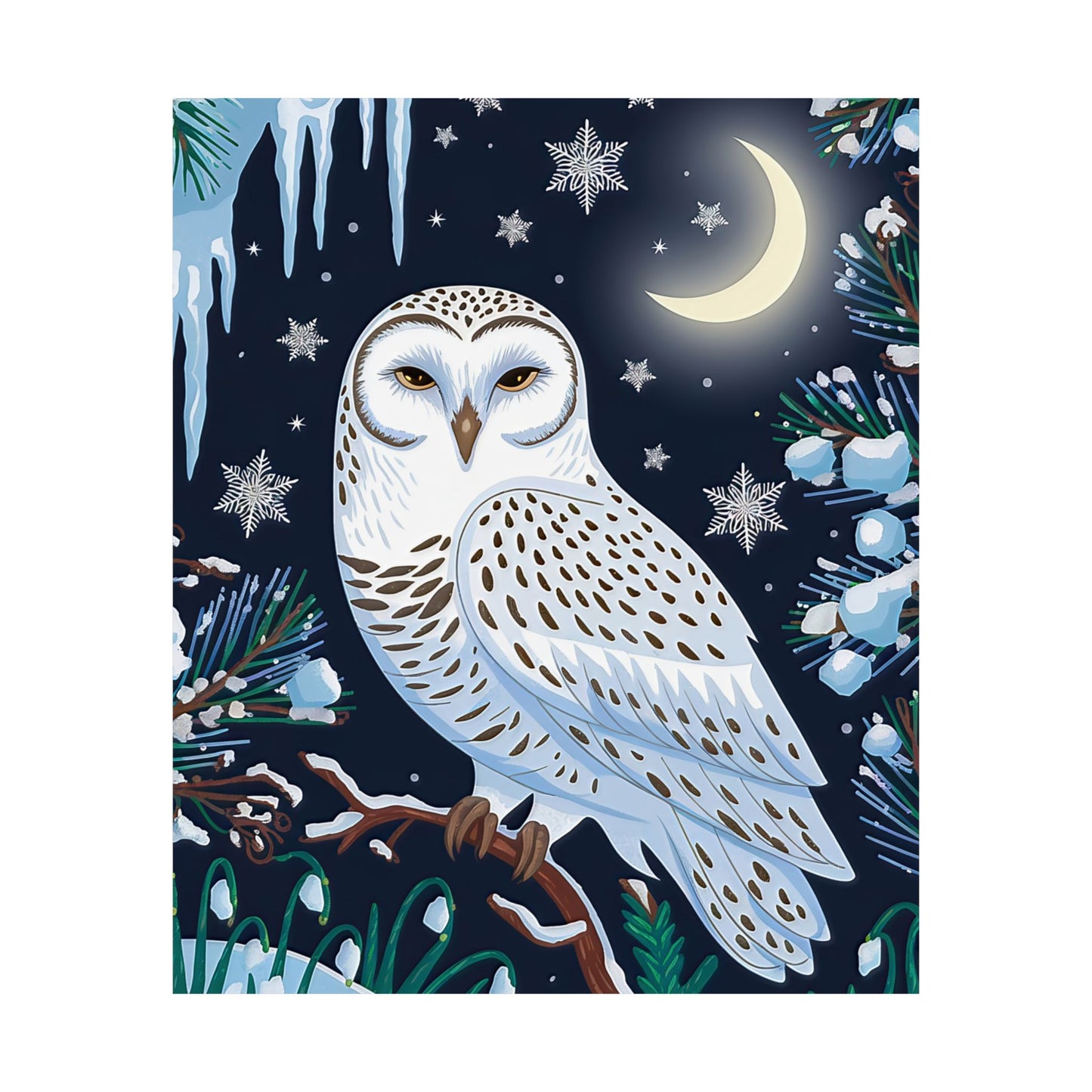 Snow Owl On A Winter`s Night Poster