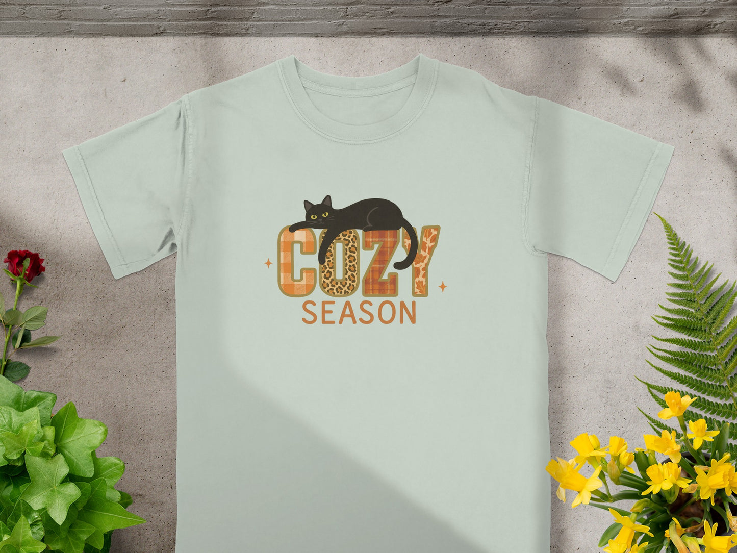 Cozy Season with Black Cat Graphic T-shirt Product