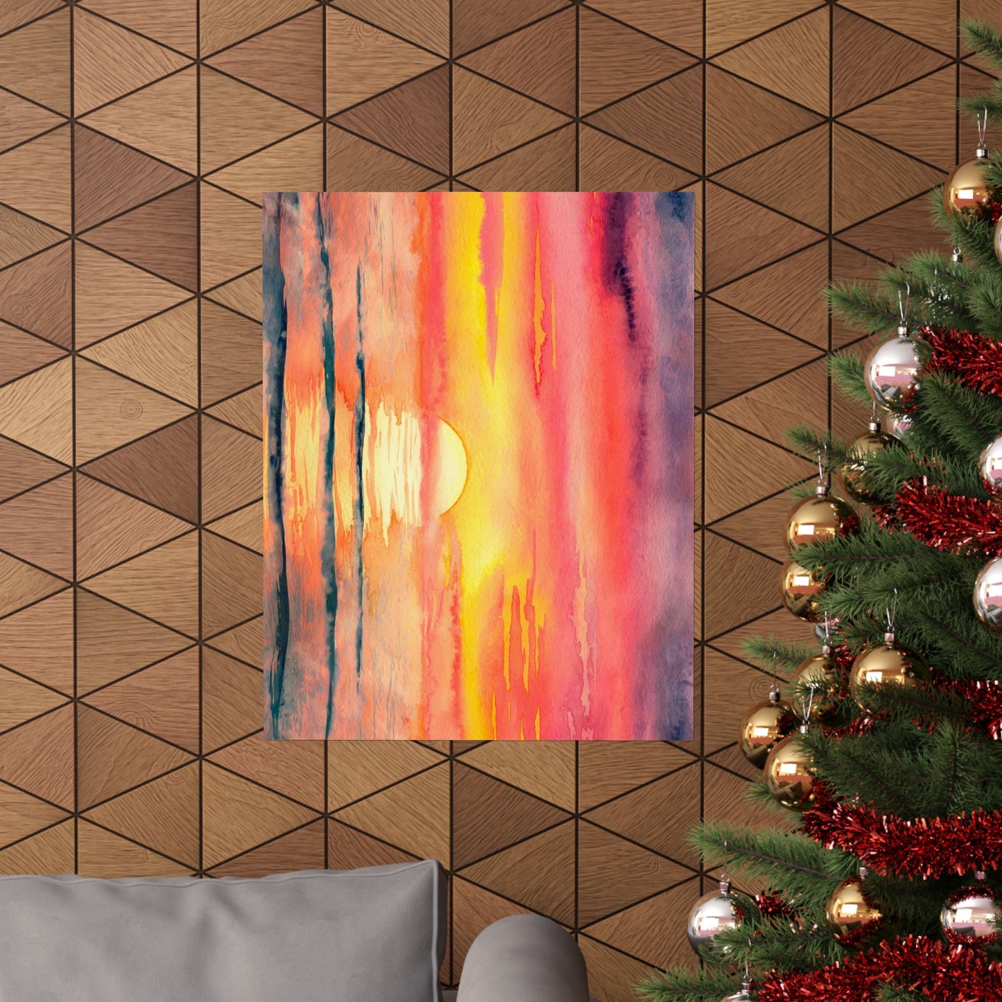 Ocean Sunset Watercolor Poster