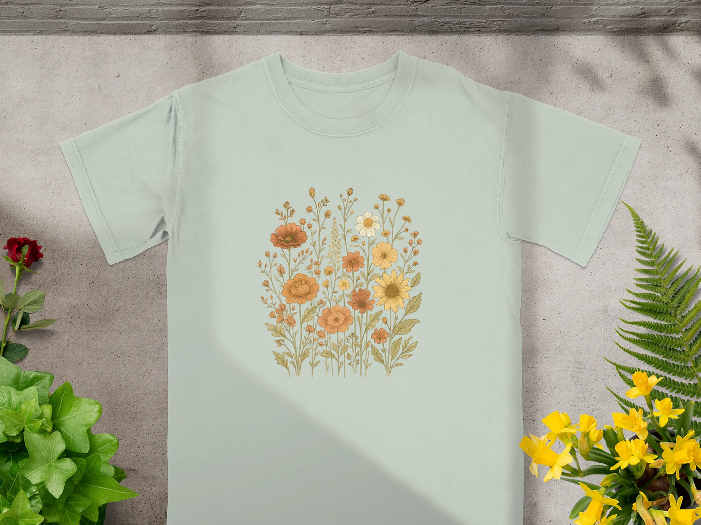 Vintage Floral Graphic Tee Creative T-shirt product