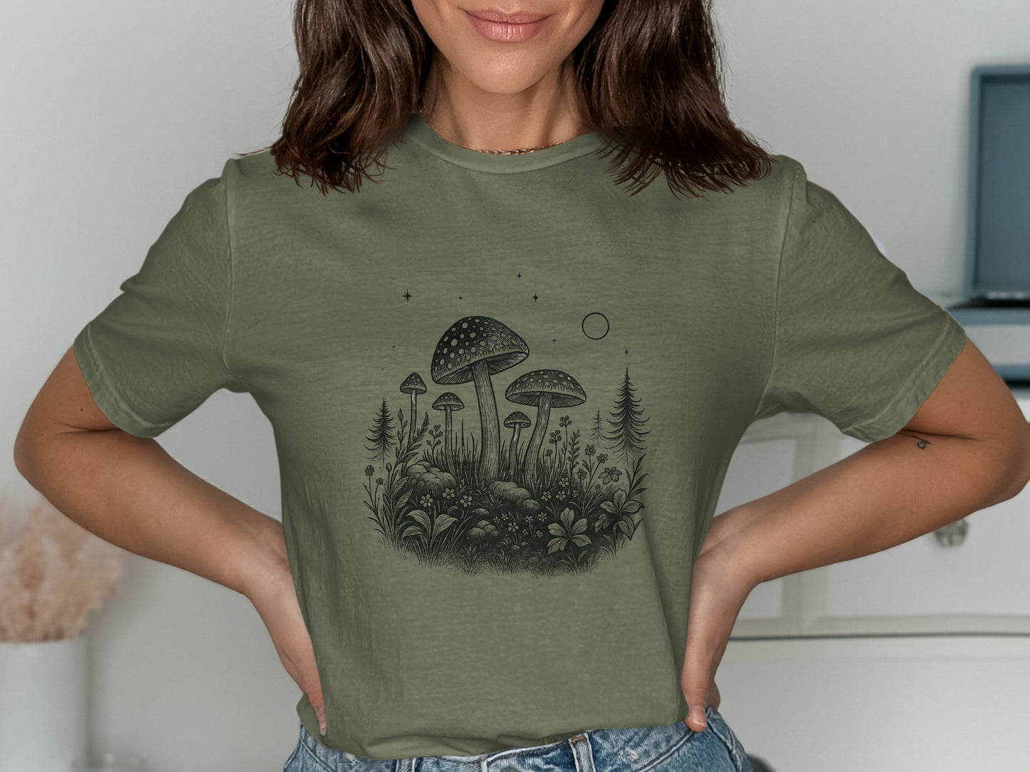 Mystical Mushroom Forest Graphic Tee Shirt Product