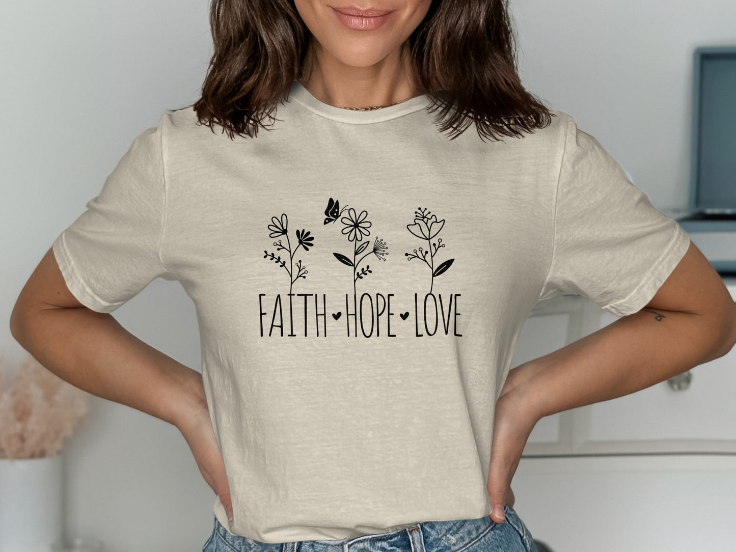 Faith Hope Love Floral Graphic T-Shirt product type