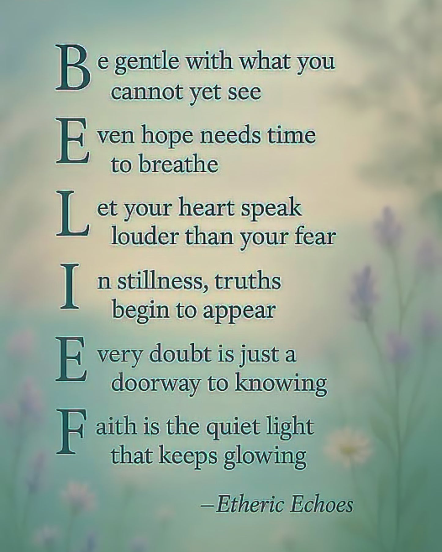 Belief Acrostic Poem Wall Art Inspirational Quote Printable