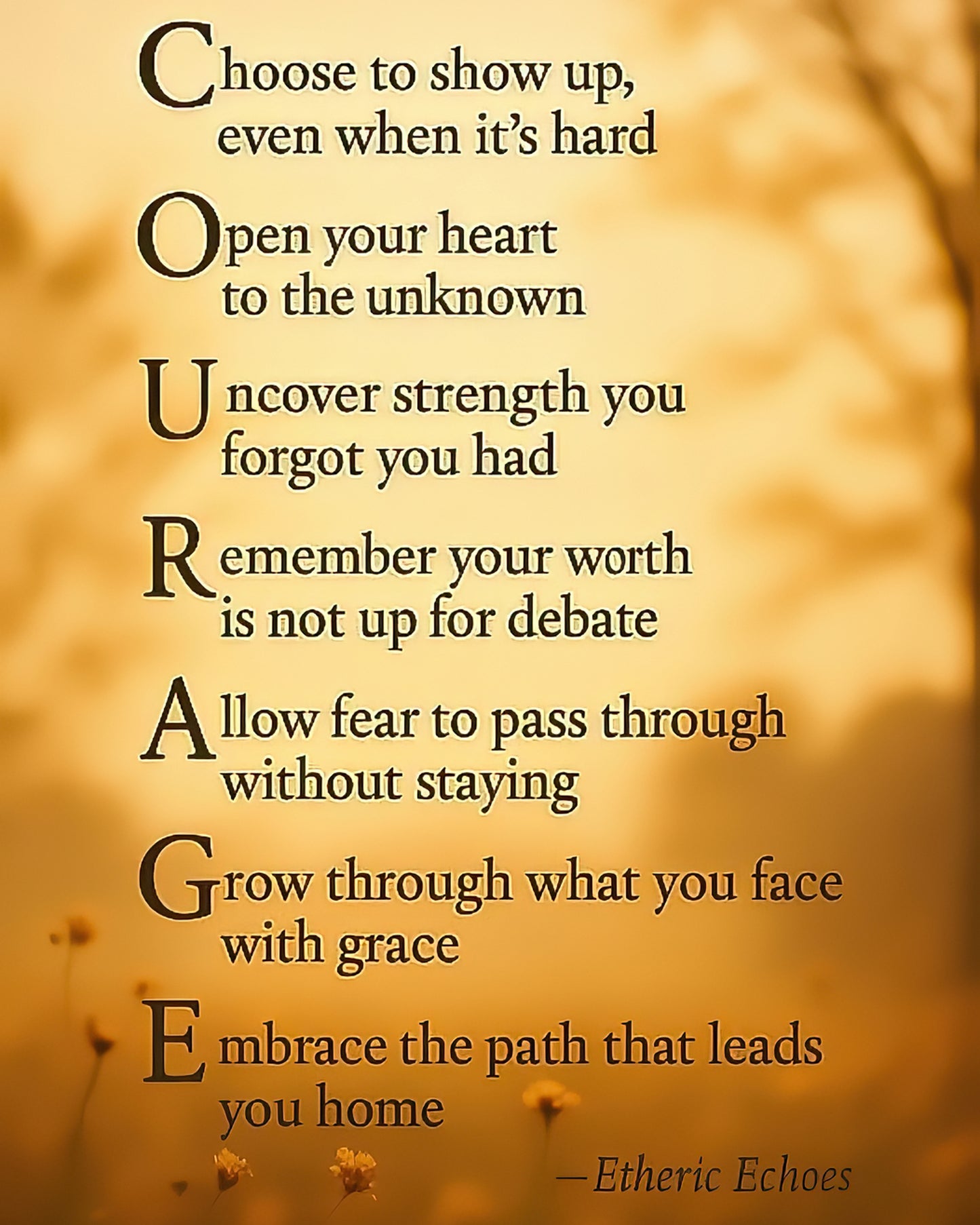 Courage Acrostic Poem Wall Art Digital Download