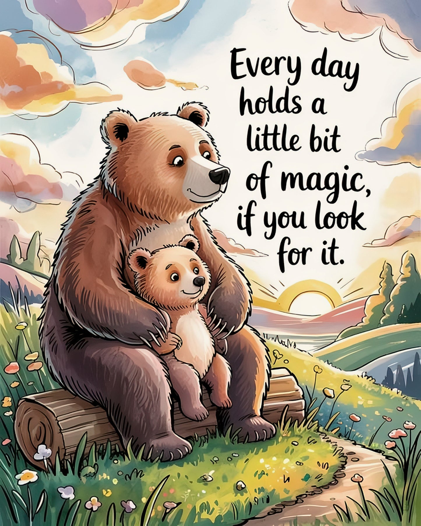 5 Inspirational Bear Family Quote Bundle Digital Download Set