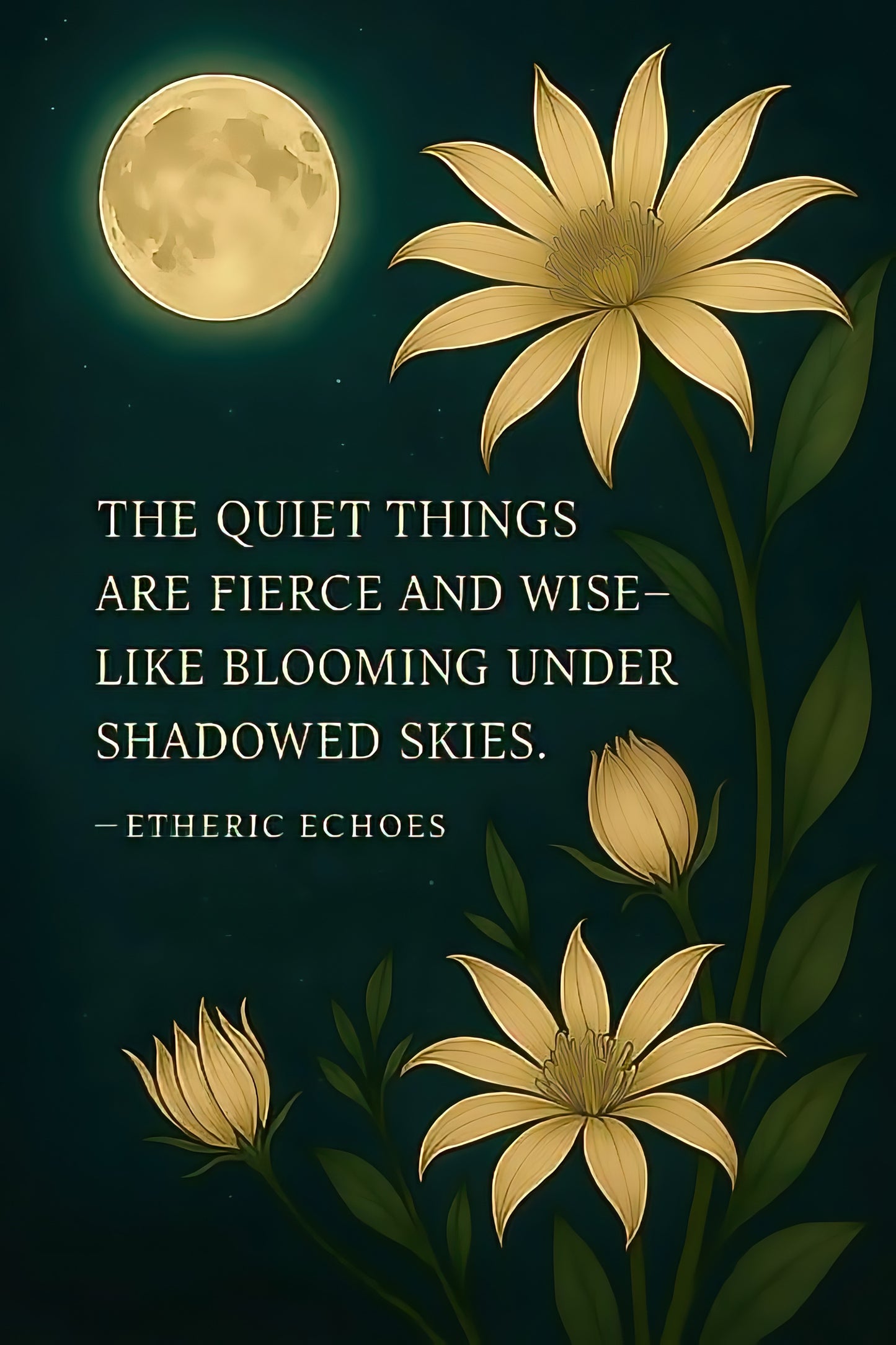Moonlight Flower Quote Printable Wall Art Digital Download