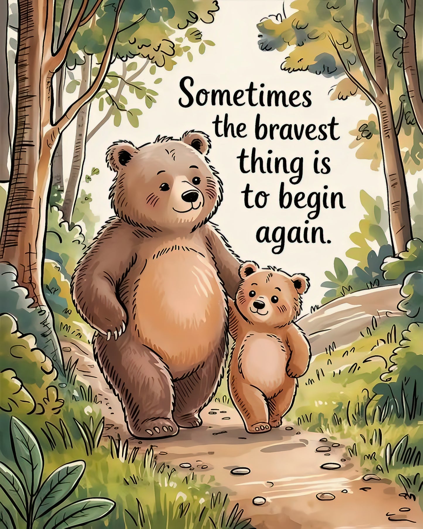 5 Inspirational Bear Family Quote Bundle Digital Download Set