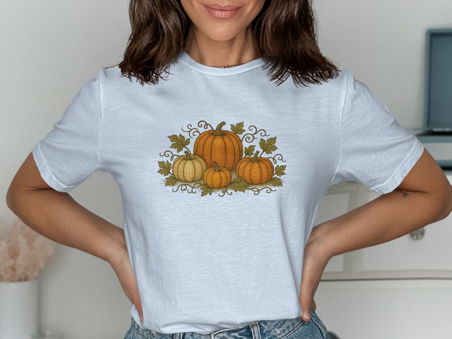 Festive Autumn Pumpkin Design Graphic T Shirt product