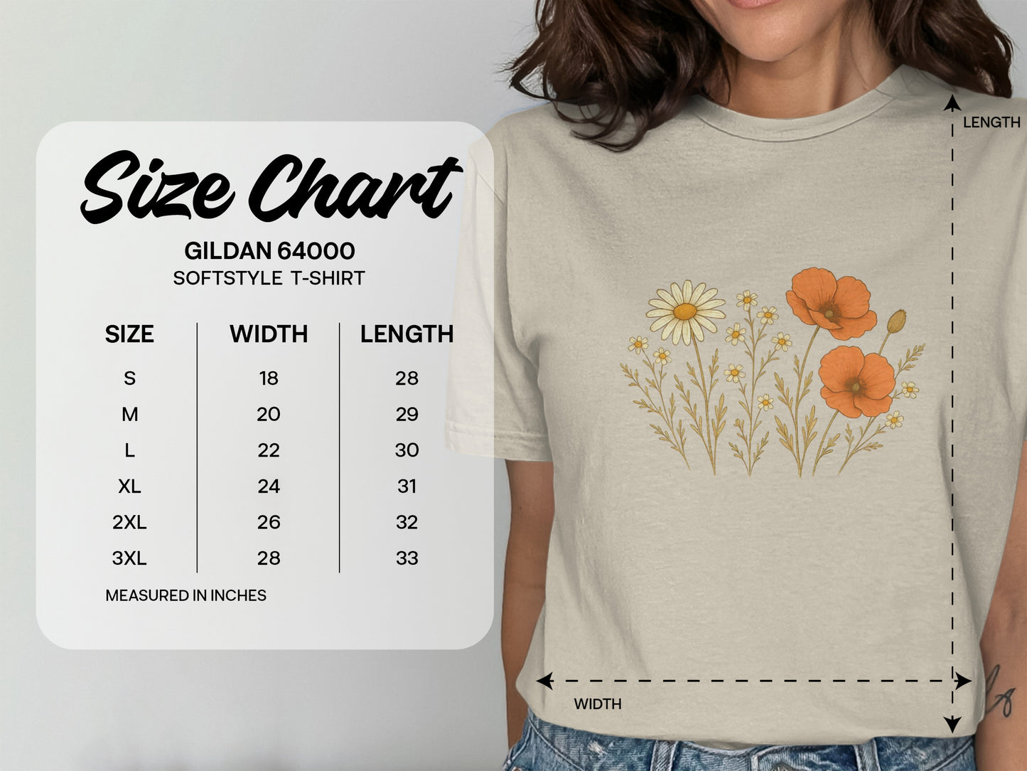 Floral Vintage Softstyle GILDAN 64000 Unisex T-Shirt product type