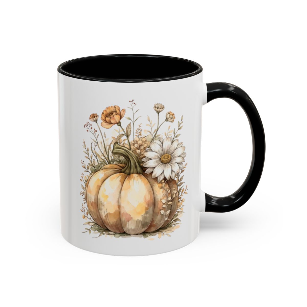 Beautiful Floral Pumpkin Design Ceramic Coffee Mug Product