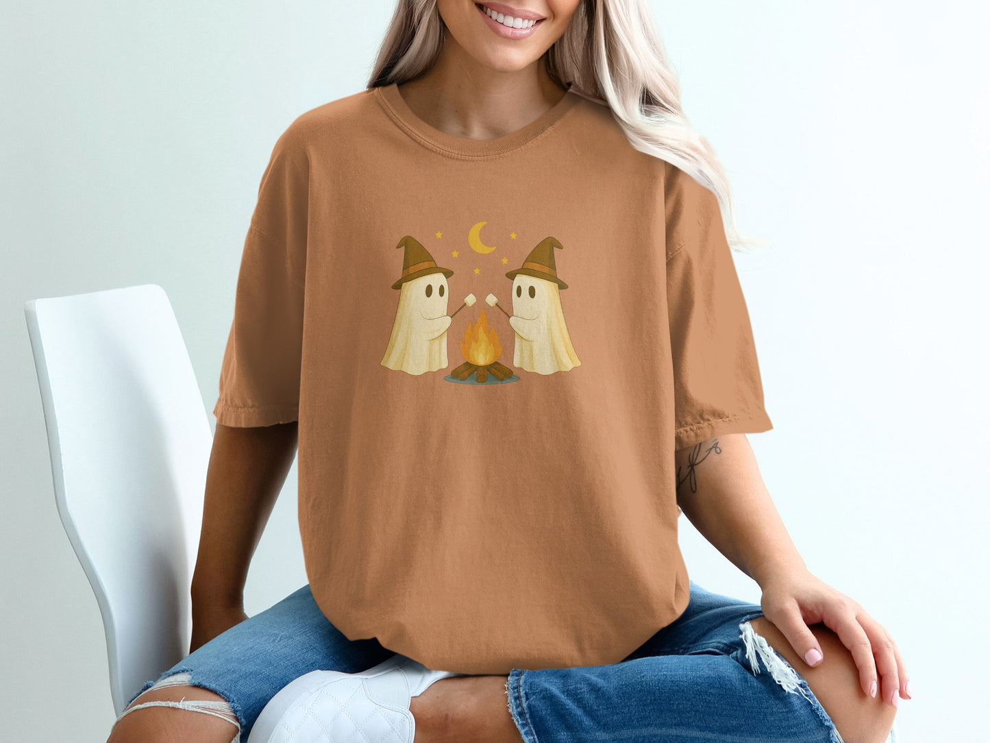 Cozy Halloween Ghosts Camping T-Shirt product type