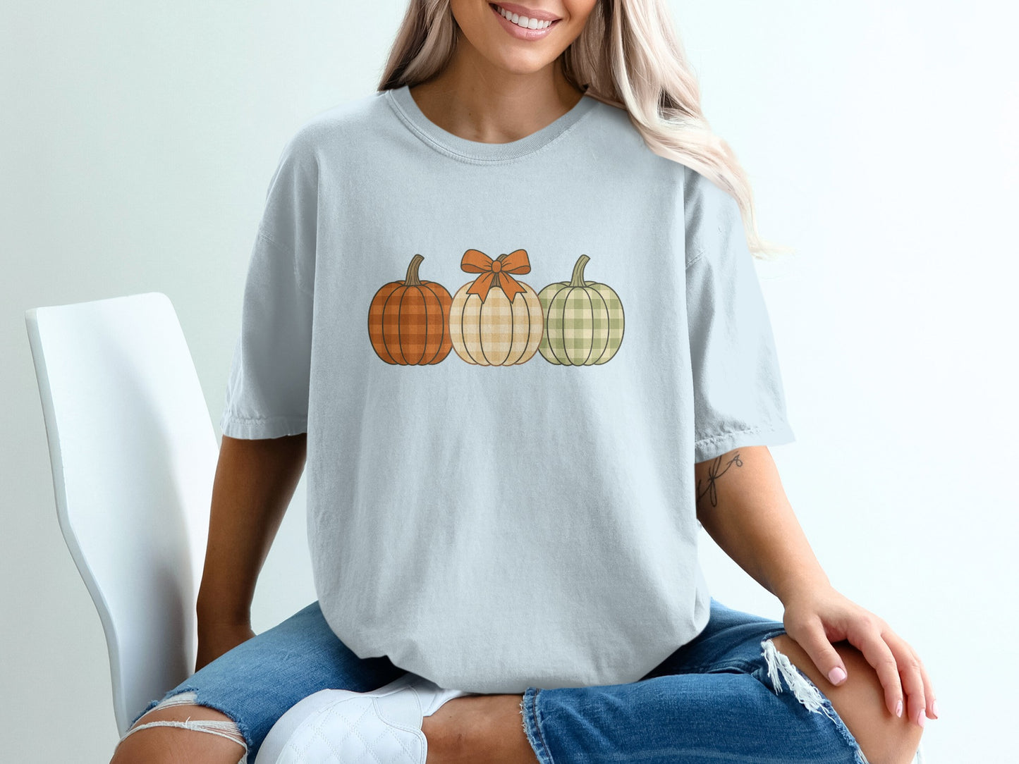 Festive Triple Pumpkin Graphic Tee Shirt product type