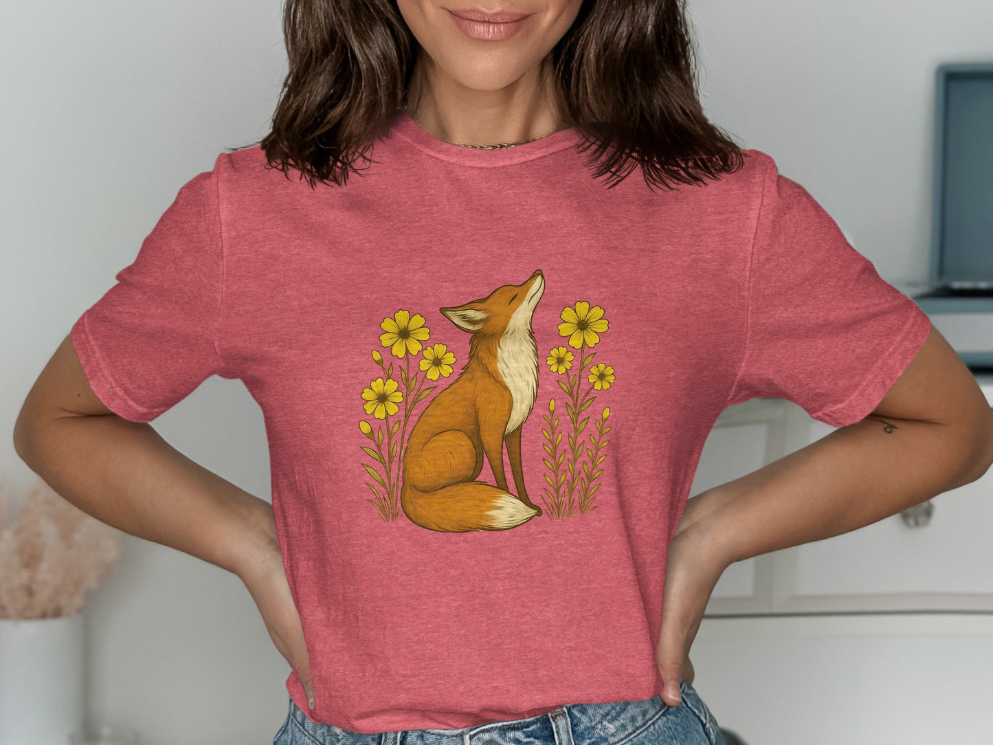 Fox Surrounded by Yellow Flowers T-shirt product