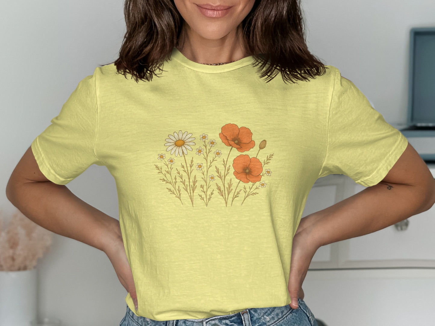 Vintage Floral Print Short Sleeve Tee Shirt product type
