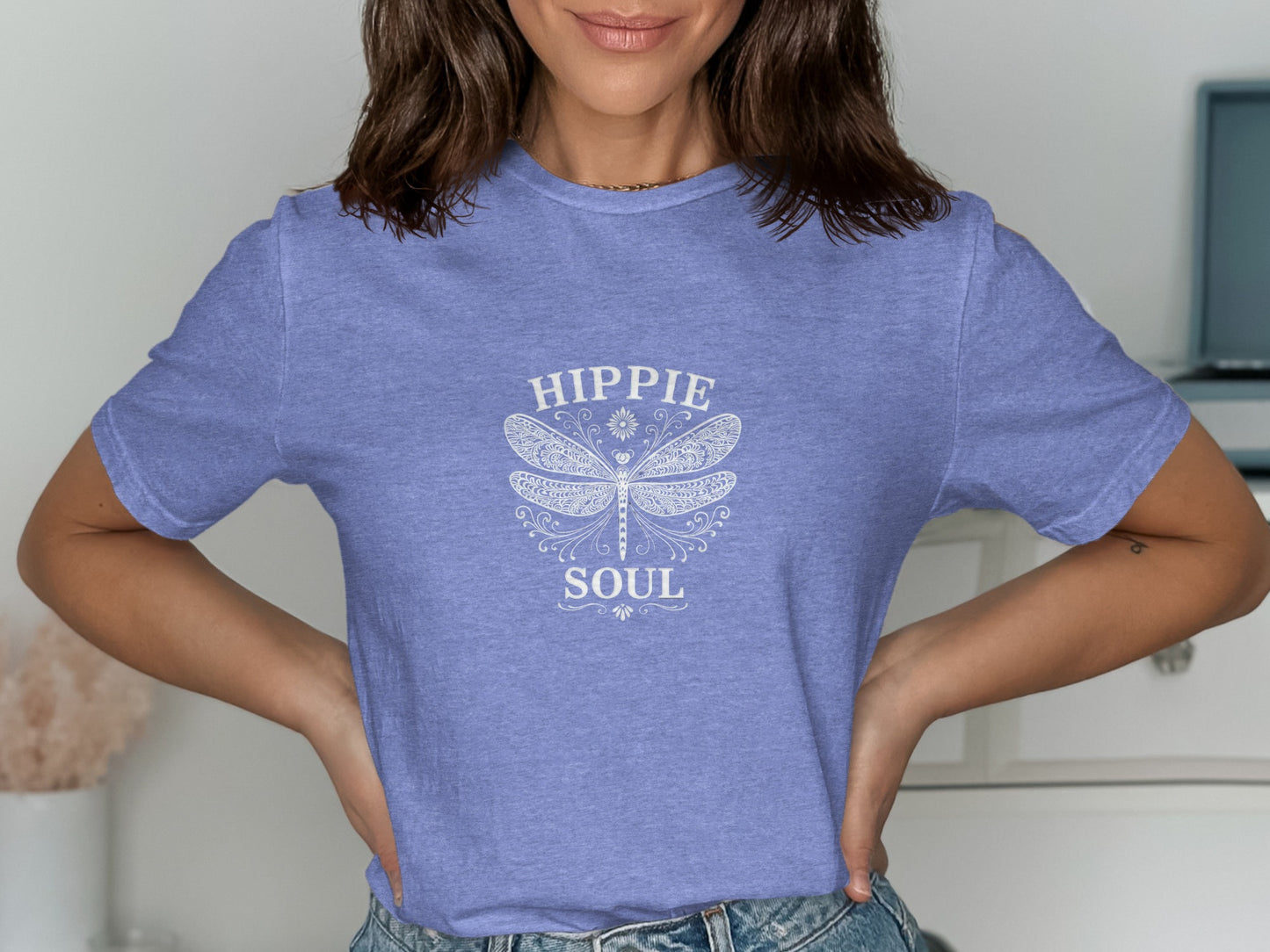 Hippie Soul Dragonfly Print Blue Casual T-Shirt product type
