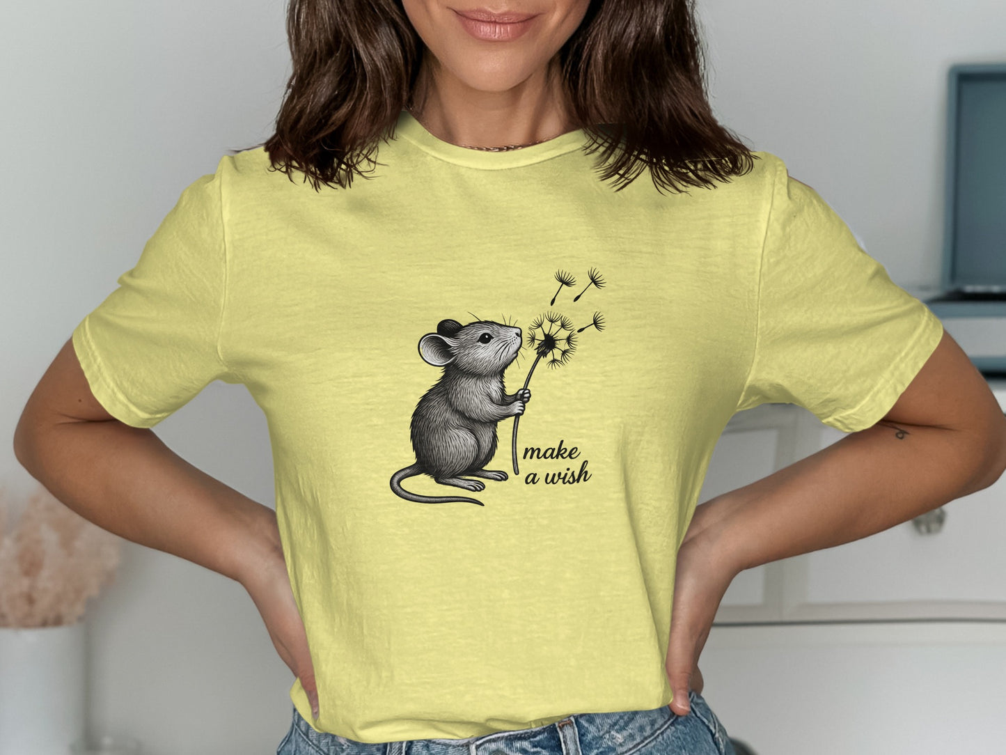 Cute Mouse Make a Wish Graphic Tee Shirt product type