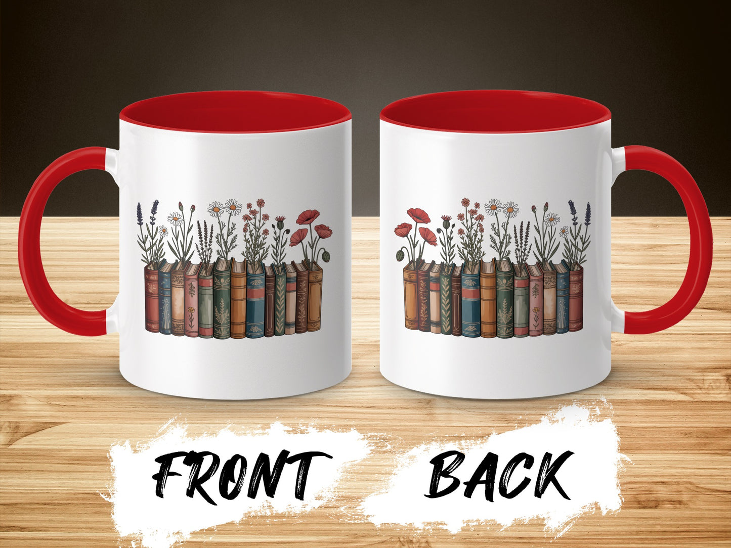 Beautiful Flowers and Books Design Mug product