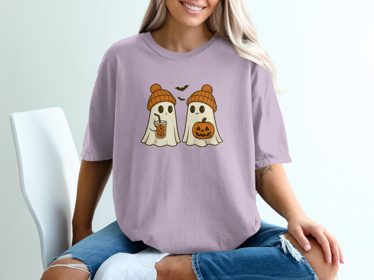 Cute Ghosts Halloween Oversized T-Shirt product type