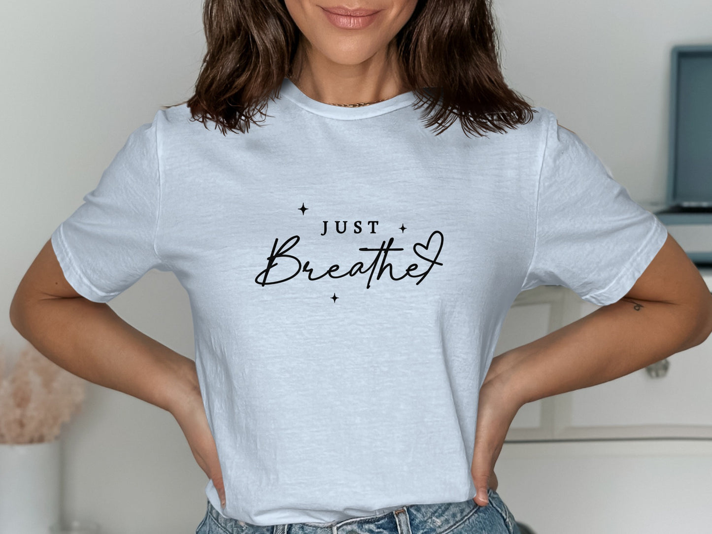 Stylish Just Breathe Graphic Tee Casual Shirt Product