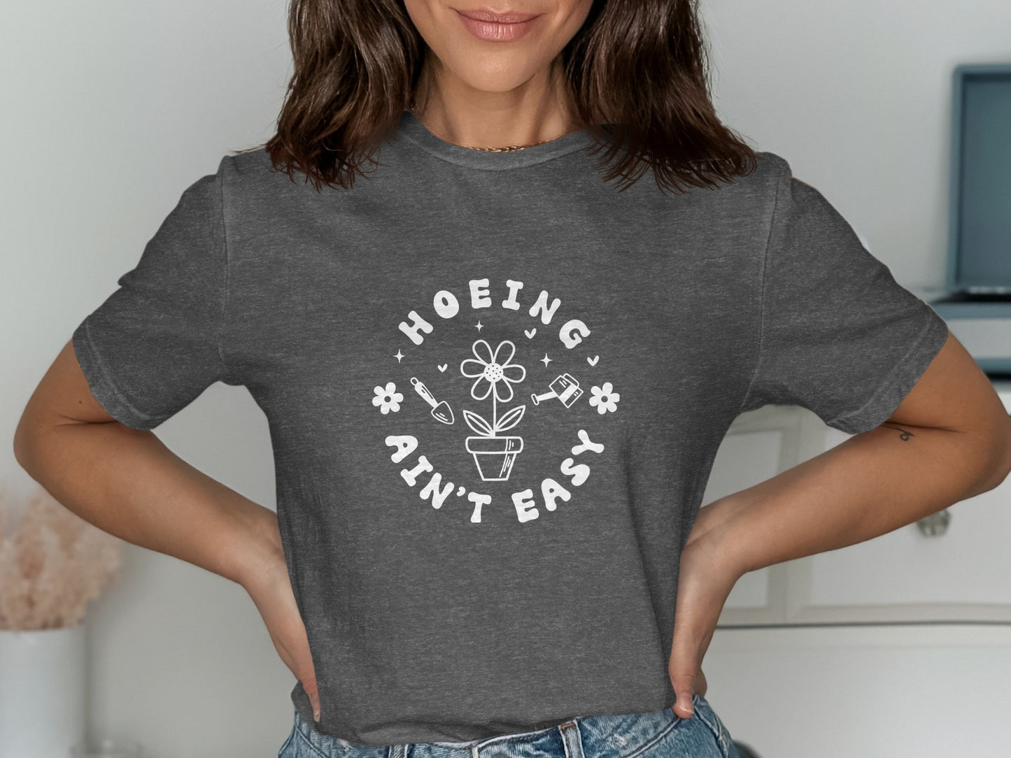 Hoeing Ain't Easy Funny Gardening Graphic T-Shirt product
