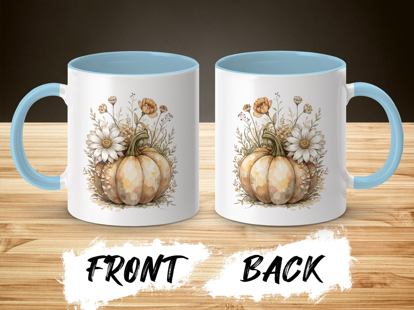 Charming Pumpkin and Floral Illustrated Mug product type