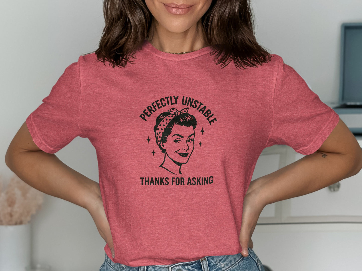 Perfectly Unstable Thanks For Asking pink t-shirt product type